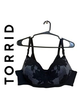 🖤 Torrid Push-Up Lace Bra 44C | Black Sexy Lingerie Support Lift 🖤